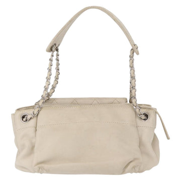 CHANEL Wild Stitch Chain Shoulder Bag Lamb Skin Beige Silver CC Auth yk19554 - 0