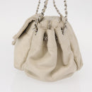 CHANEL Wild Stitch Chain Shoulder Bag Lamb Skin Beige Silver CC Auth yk19554-3