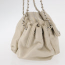 CHANEL Wild Stitch Chain Shoulder Bag Lamb Skin Beige Silver CC Auth yk19554-4