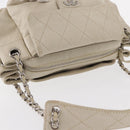 CHANEL Wild Stitch Chain Shoulder Bag Lamb Skin Beige Silver CC Auth yk19554-6