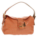 FENDI Zucchino Canvas Mamma Baguette Shoulder Bag Orange Gold Auth yk19564V-1