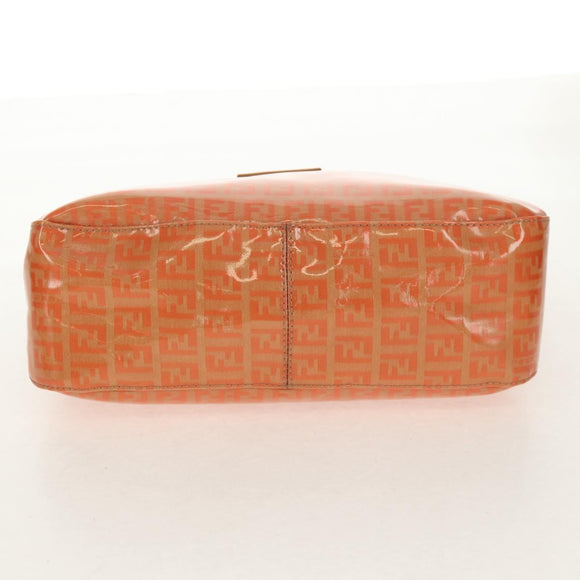 FENDI Zucchino Canvas Mamma Baguette Shoulder Bag Orange Gold Auth yk19564V