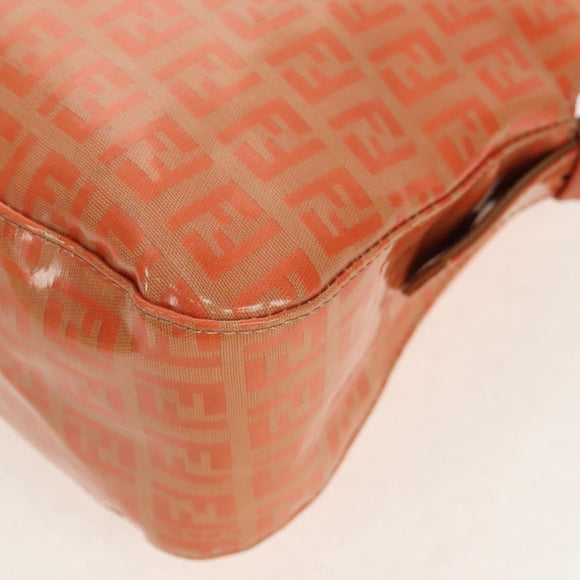 FENDI Zucchino Canvas Mamma Baguette Shoulder Bag Orange Gold Auth yk19564V