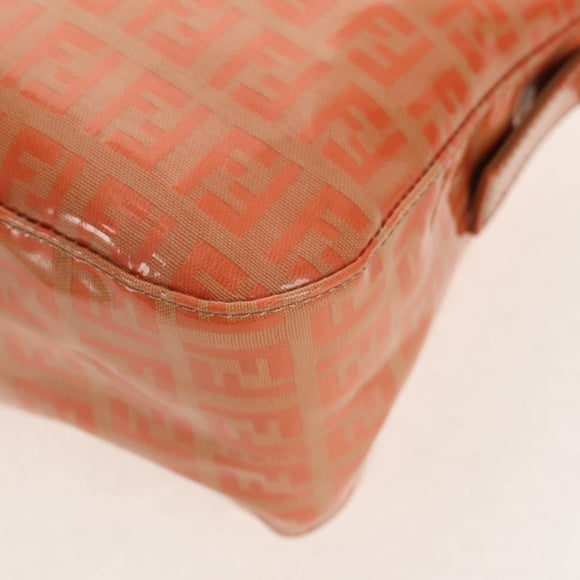 FENDI Zucchino Canvas Mamma Baguette Shoulder Bag Orange Gold Auth yk19564V