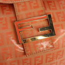 FENDI Zucchino Canvas Mamma Baguette Shoulder Bag Orange Gold Auth yk19564V-16