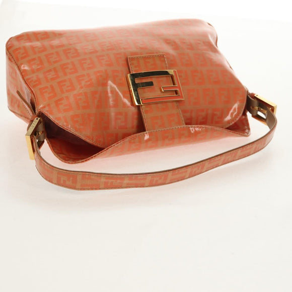 FENDI Zucchino Canvas Mamma Baguette Shoulder Bag Orange Gold Auth yk19564V