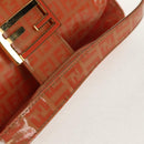 FENDI Zucchino Canvas Mamma Baguette Shoulder Bag Orange Gold Auth yk19564V-8