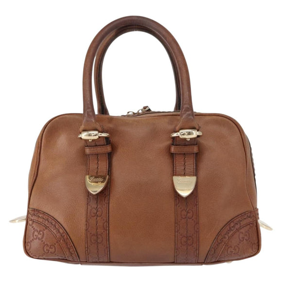 GUCCI GG Canvas Guccissima Hand Bag Leather Brown Gold 181509 Auth yk19565