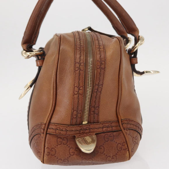GUCCI GG Canvas Guccissima Hand Bag Leather Brown Gold 181509 Auth yk19565