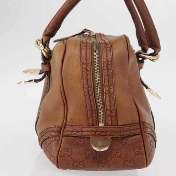 GUCCI GG Canvas Guccissima Hand Bag Leather Brown Gold 181509 Auth yk19565