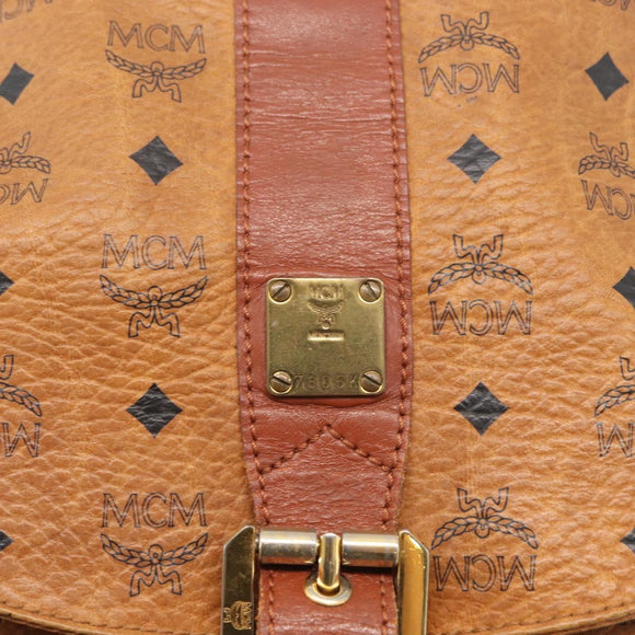 MCM Logogram Vicetos Backpack PVC Leather Brown Gold Auth yk19568