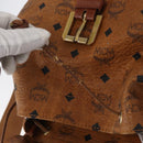 MCM Logogram Vicetos Backpack PVC Leather Brown Gold Auth yk19568-25