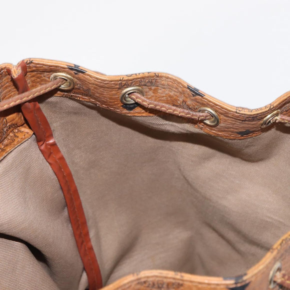 MCM Logogram Vicetos Backpack PVC Leather Brown Gold Auth yk19568