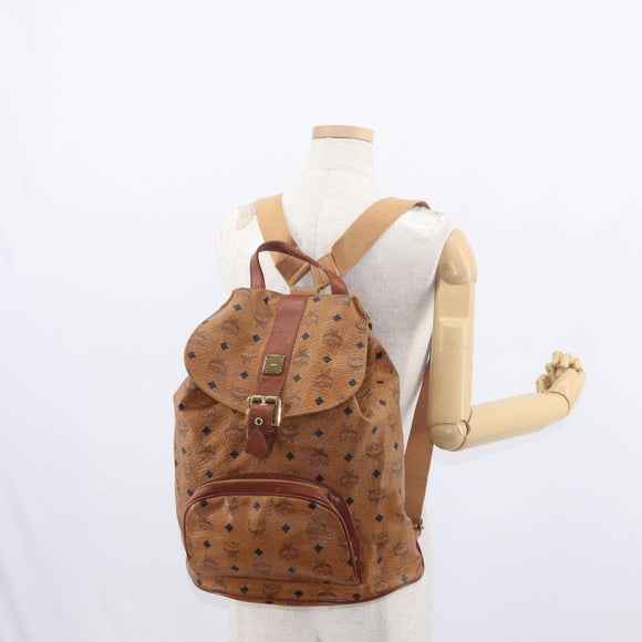 MCM Logogram Vicetos Backpack PVC Leather Brown Gold Auth yk19568