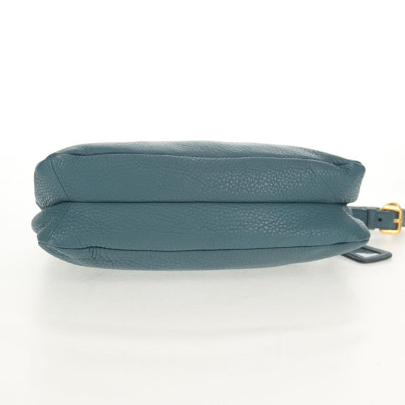 PRADA Shoulder Bag Leather Light Blue Gold Auth yk19577V