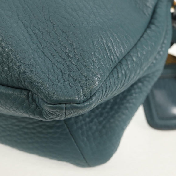 PRADA Shoulder Bag Leather Light Blue Gold Auth yk19577V