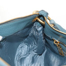 PRADA Shoulder Bag Leather Light Blue Gold Auth yk19577V-23