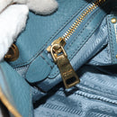 PRADA Shoulder Bag Leather Light Blue Gold Auth yk19577V-25