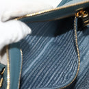 PRADA Shoulder Bag Leather Light Blue Gold Auth yk19577V-26