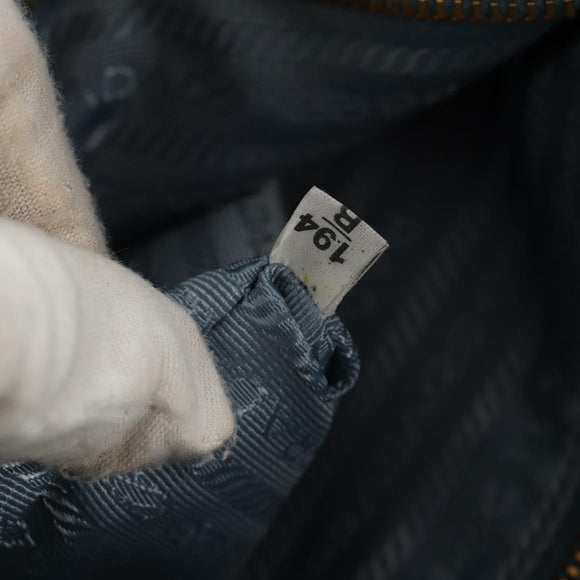 PRADA Shoulder Bag Leather Light Blue Gold Auth yk19577V