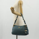 PRADA Shoulder Bag Leather Light Blue Gold Auth yk19577V-27
