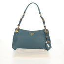 PRADA Shoulder Bag Leather Light Blue Gold Auth yk19577V-12