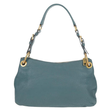 PRADA Shoulder Bag Leather Light Blue Gold Auth yk19577V - 0