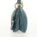 PRADA Shoulder Bag Leather Light Blue Gold Auth yk19577V-3