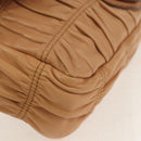 PRADA Gathered Chain Shoulder Bag Leather Beige Silver B4553C Auth yk19578V-11