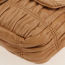 PRADA Gathered Chain Shoulder Bag Leather Beige Silver B4553C Auth yk19578V-12