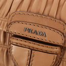 PRADA Gathered Chain Shoulder Bag Leather Beige Silver B4553C Auth yk19578V-17