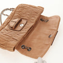 PRADA Gathered Chain Shoulder Bag Leather Beige Silver B4553C Auth yk19578V-18