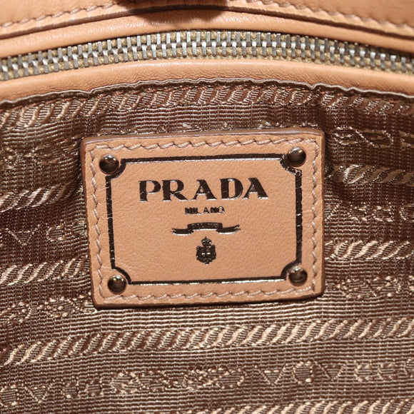 PRADA Gathered Chain Shoulder Bag Leather Beige Silver B4553C Auth yk19578V
