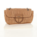 PRADA Gathered Chain Shoulder Bag Leather Beige Silver B4553C Auth yk19578V-28