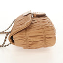PRADA Gathered Chain Shoulder Bag Leather Beige Silver B4553C Auth yk19578V-4