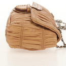 PRADA Gathered Chain Shoulder Bag Leather Beige Silver B4553C Auth yk19578V-5