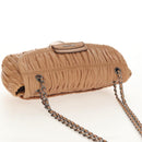 PRADA Gathered Chain Shoulder Bag Leather Beige Silver B4553C Auth yk19578V-6