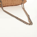 PRADA Gathered Chain Shoulder Bag Leather Beige Silver B4553C Auth yk19578V-7