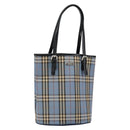 BURBERRY Nova Check Blue Label Tote Bag Canvas Light Blue Silver Auth yk19580-1