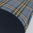 BURBERRY Nova Check Blue Label Tote Bag Canvas Light Blue Silver Auth yk19580-10