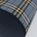 BURBERRY Nova Check Blue Label Tote Bag Canvas Light Blue Silver Auth yk19580-12