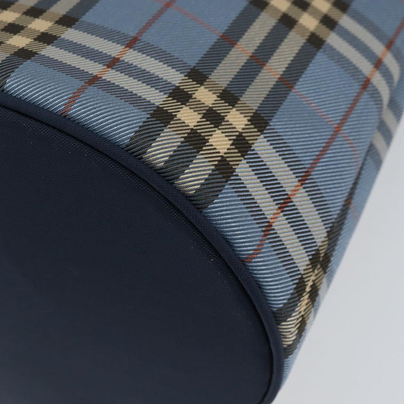 BURBERRY Nova Check Blue Label Tote Bag Canvas Light Blue Silver Auth yk19580