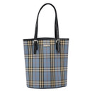 BURBERRY Nova Check Blue Label Tote Bag Canvas Light Blue Silver Auth yk19580-2