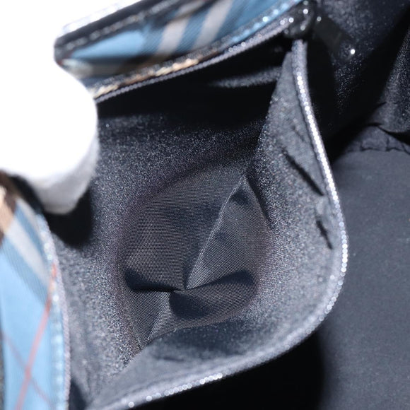 BURBERRY Nova Check Blue Label Tote Bag Canvas Light Blue Silver Auth yk19580