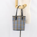 BURBERRY Nova Check Blue Label Tote Bag Canvas Light Blue Silver Auth yk19580-21