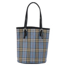 BURBERRY Nova Check Blue Label Tote Bag Canvas Light Blue Silver Auth yk19580-3