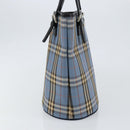 BURBERRY Nova Check Blue Label Tote Bag Canvas Light Blue Silver Auth yk19580-4