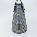 BURBERRY Nova Check Blue Label Tote Bag Canvas Light Blue Silver Auth yk19580-5