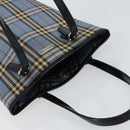 BURBERRY Nova Check Blue Label Tote Bag Canvas Light Blue Silver Auth yk19580-6