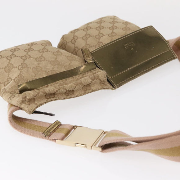 GUCCI GG Canvas Waist bag Beige Gold 28566 Auth yk19581